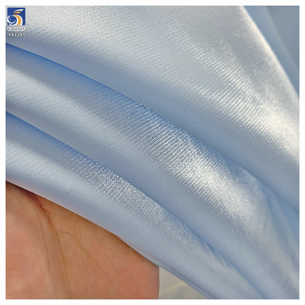 YX1385 80gsm High-Gloss Ultra-Soft Liquid Turkey Satin Fabric Light Blue Opaque Polyester Soft Satin Fabric - 图片 4