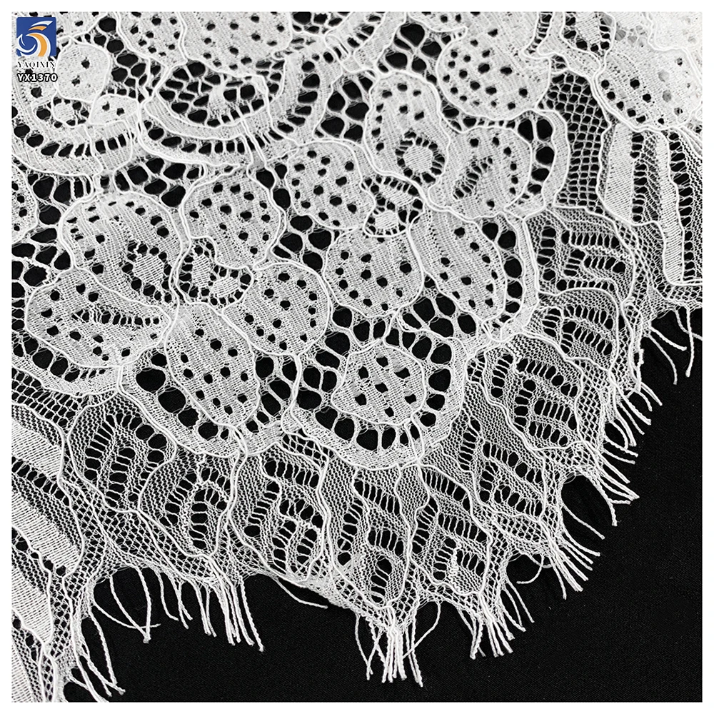 YX1370 60CM*300CM Cotton/Nylon Good Quality Large Flowers Woven Embroidery Eyelash Lace Fabric for 5 Pieces Clothing - 图片 6