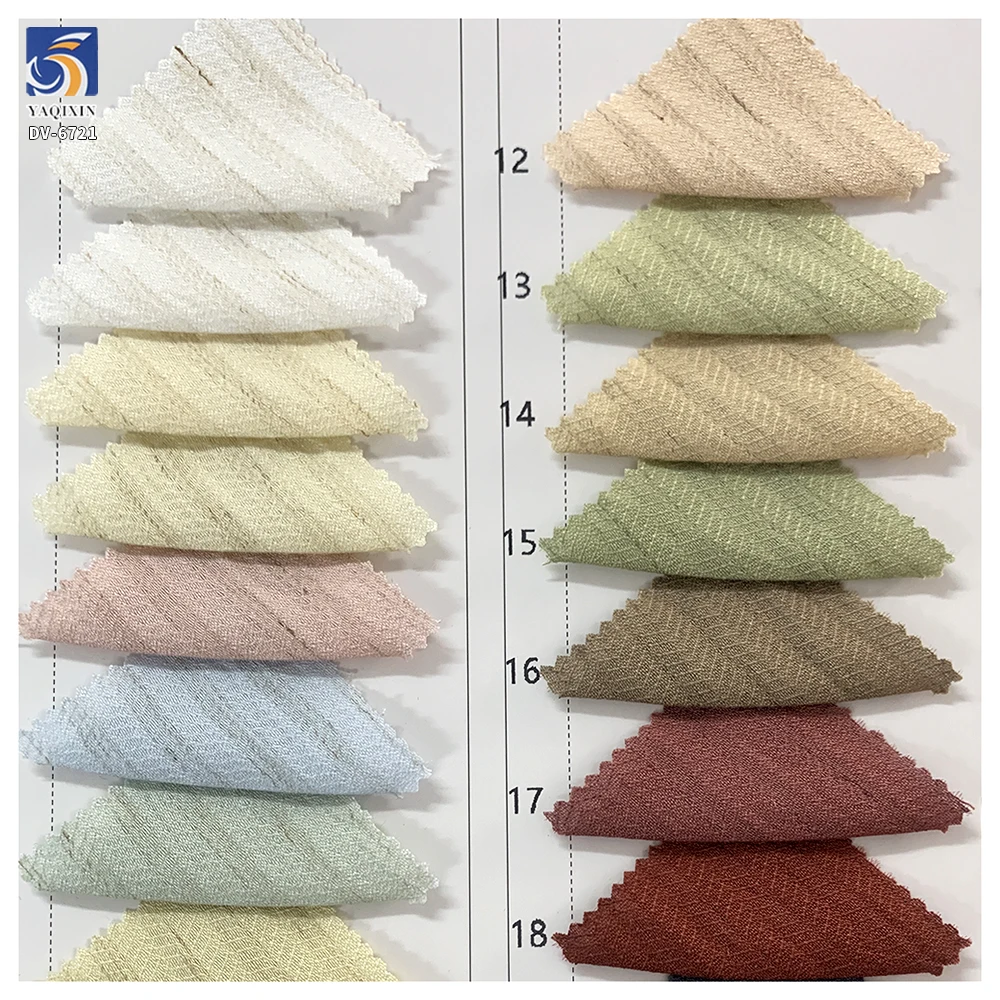 DV-6721 New Product 120g OEM Custom Textured Softness Linen Blend 80% Rayon Striped Jacquard Chiffon Fabric for Womenswear