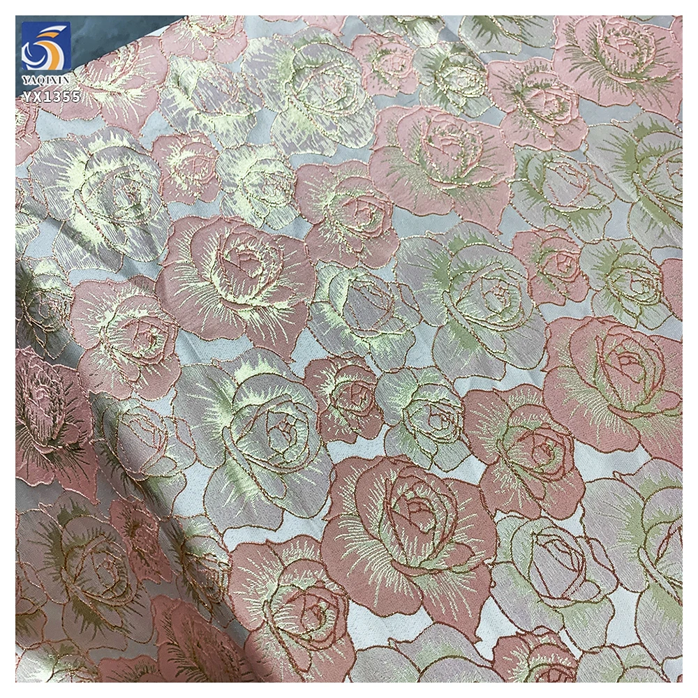 YX1355 Wholesale Brocade Fabric Price 5 Yards Classic Retro Style Rose Pattern Two-Tone Gold Thread Soft Brocade Fabric - 图片 5