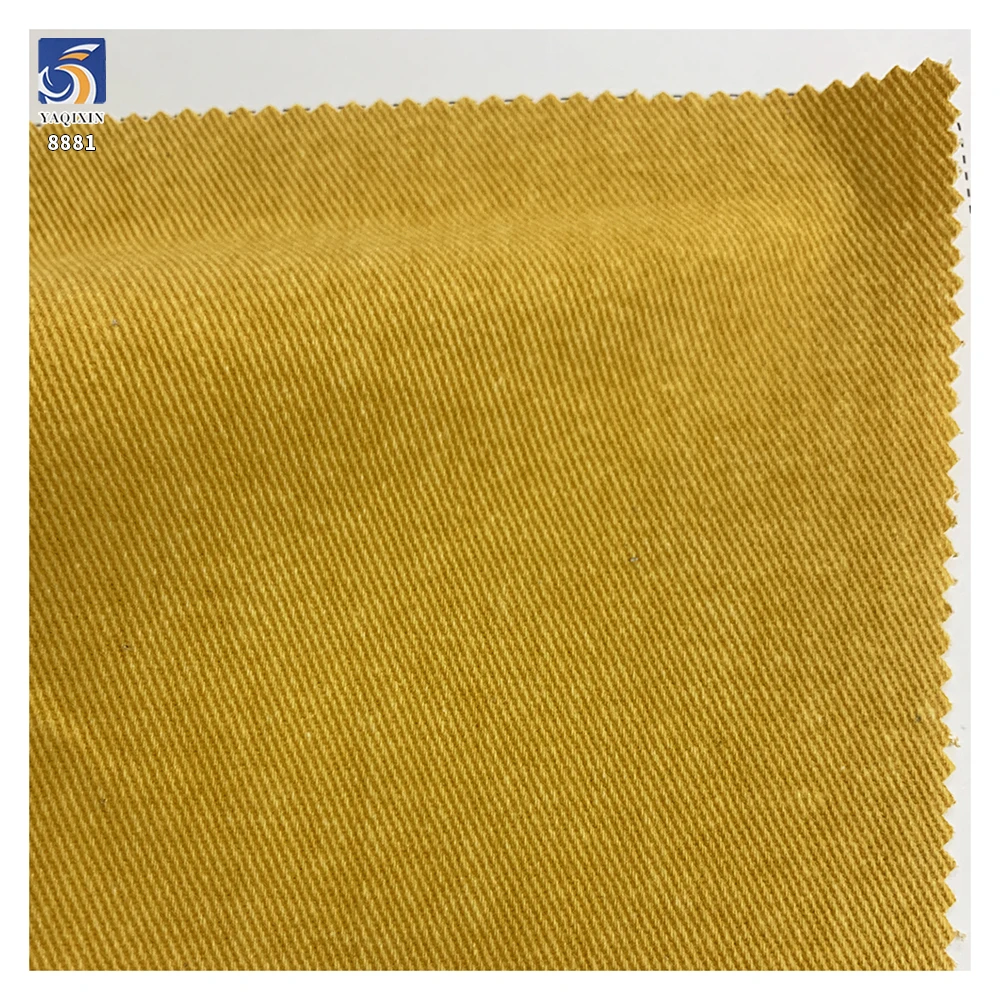 A8881 16*12 280g Top Quality Cotton Twill Fabrics for Shirts Woven Washed Earthy Yellow 100% Cotton Twill Clothing Fabric