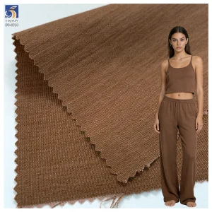 DV-6714 Cheap Wholesale 135g Brown Fashion 70% Polyester 30% Nylon Micro Crinkle Chiffon Fabric Airy for Womens Blouse RTS