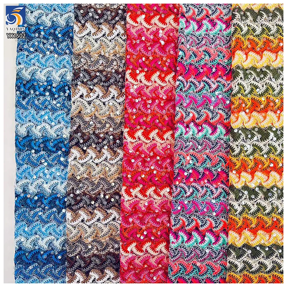 YX1502 270gsm Yarn Dyed Knitted Jacquard Sequin Fabric Boho Ethnic Openwork Mesh Fabric for Swimwear Cover up Women Blouse - 图片 4