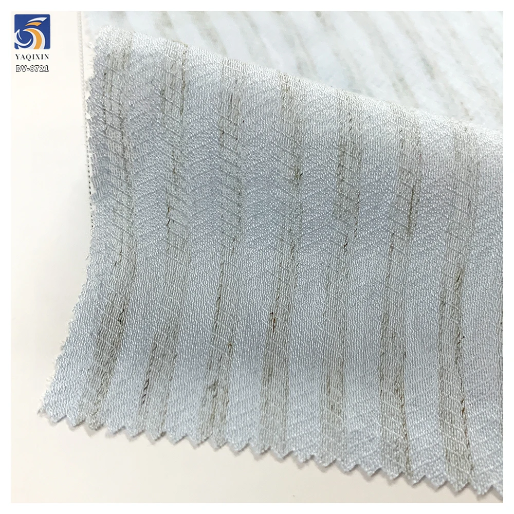 DV-6721 New Product 120g OEM Custom Textured Softness Linen Blend 80% Rayon Striped Jacquard Chiffon Fabric for Womenswear - 图片 2