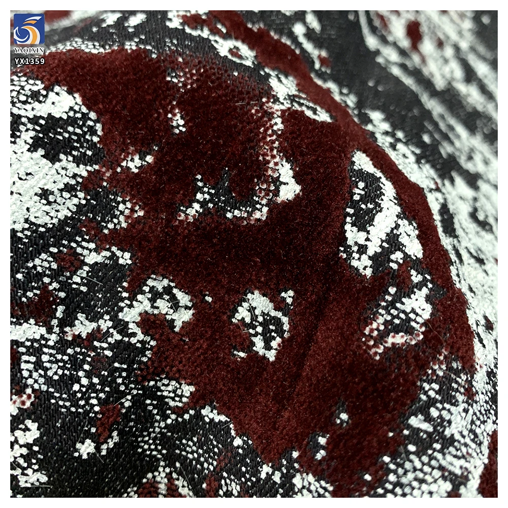 YX1359 High Quality Brands Custom 10oz 400gsm Flocked Denim Fabric Burgundy Polyester Stretch Flock Denim Fabric for Jackets - 图片 3