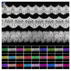 YX1358 26CM*150CM China Super Factory Wholesale Bride's Wedding Dress Embroidery Accessories Eyelash Lace Fabric