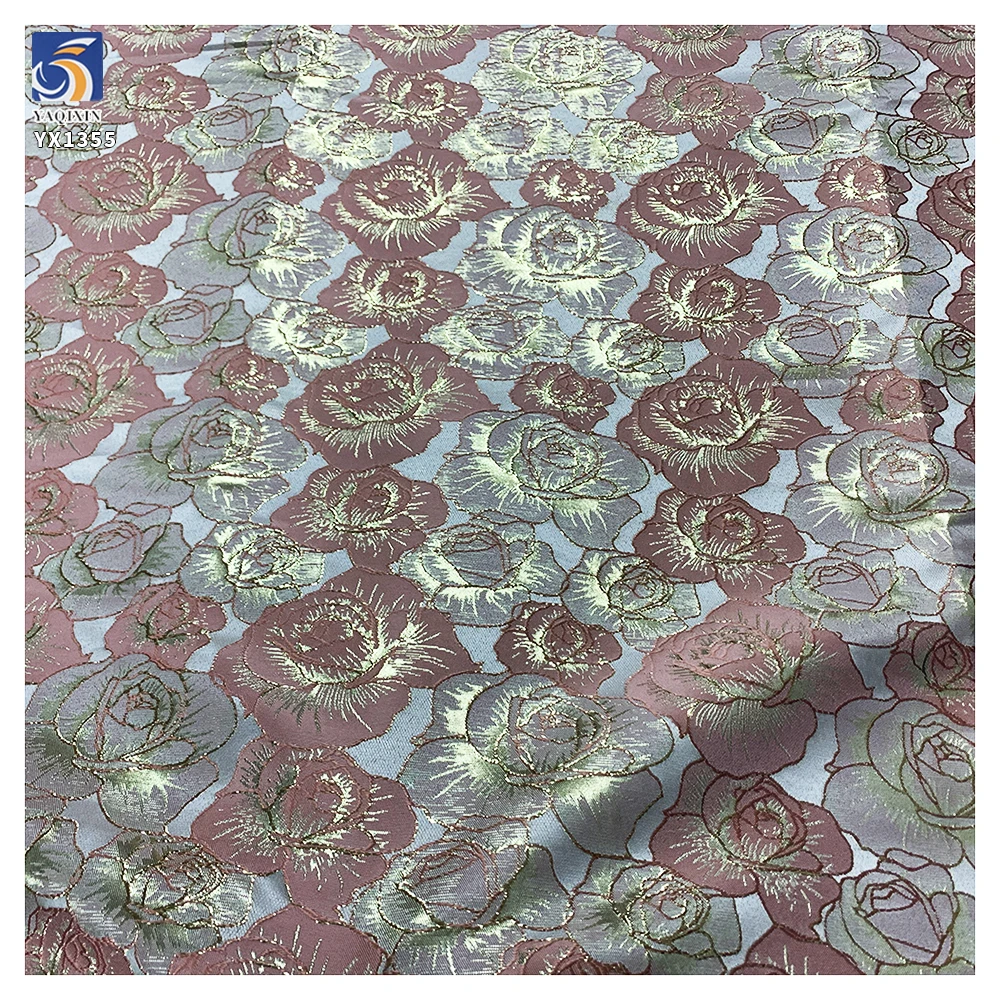 YX1355 Wholesale Brocade Fabric Price 5 Yards Classic Retro Style Rose Pattern Two-Tone Gold Thread Soft Brocade Fabric - 图片 4