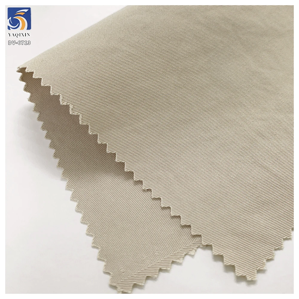DV-6713 Factory Direct Low MOQ 155g 100% Polyester Light Khaki Fine Twill Fabric 150cm for Ladies Casual Pants - 图片 2