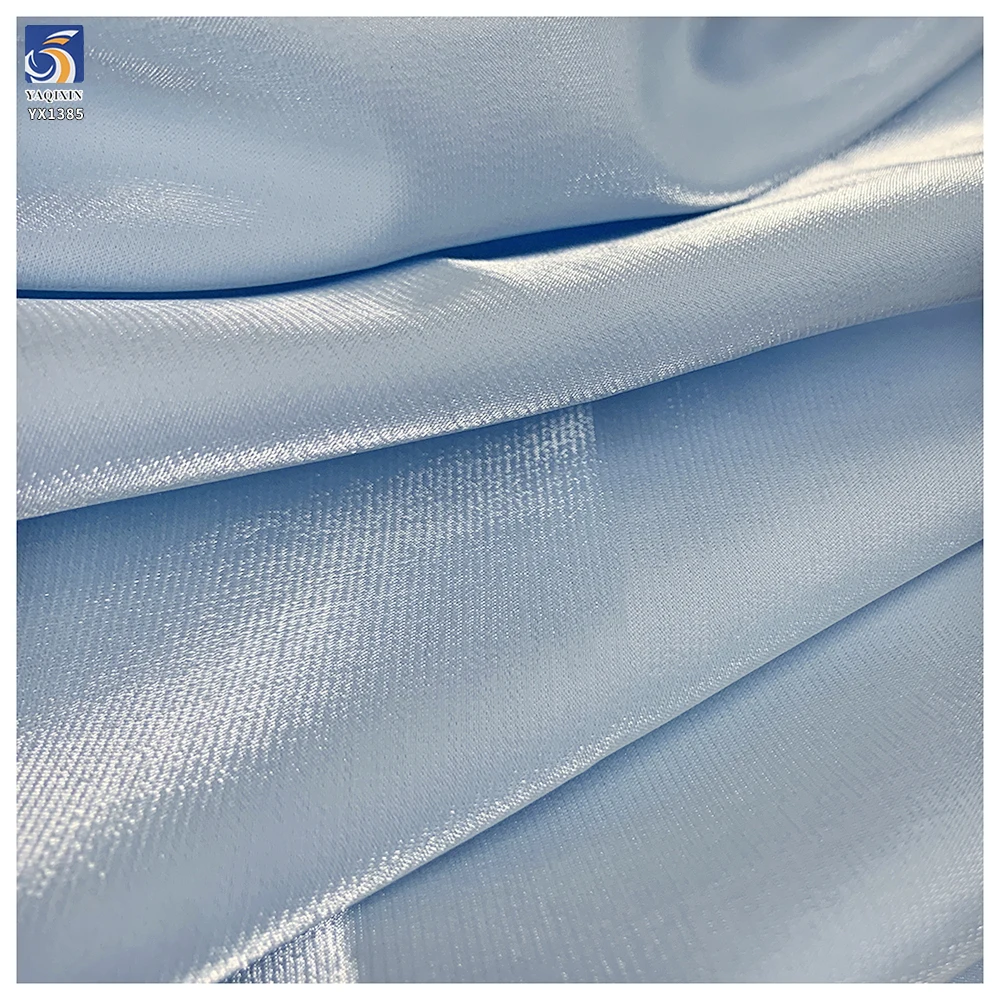 YX1385 80gsm High-Gloss Ultra-Soft Liquid Turkey Satin Fabric Light Blue Opaque Polyester Soft Satin Fabric - 图片 6