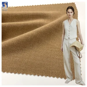 SL-1376 High Quality 280g Textured Thickened TR Cat Eye Polyester Viscose Spandex Stretch Suiting Khaki TR Fabric for Blazer