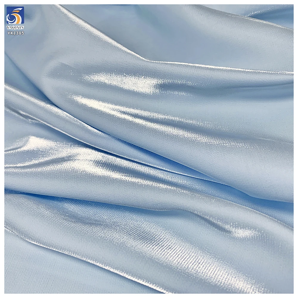 YX1385 80gsm High-Gloss Ultra-Soft Liquid Turkey Satin Fabric Light Blue Opaque Polyester Soft Satin Fabric - 图片 2