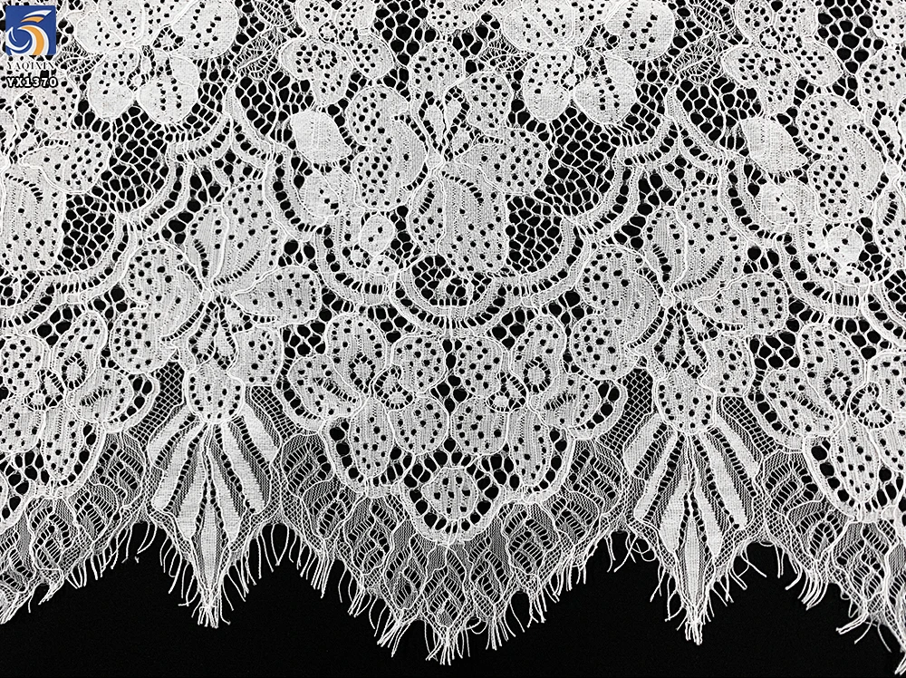YX1370 60CM*300CM Cotton/Nylon Good Quality Large Flowers Woven Embroidery Eyelash Lace Fabric for 5 Pieces Clothing - 图片 5