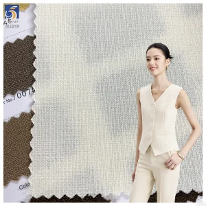 SL1375 290g High Quality Blend 15% Lyocell 3% Wool 2% Spandex 80% Polyester Light Yellow Stretch Fabric Vest Suit Fabric