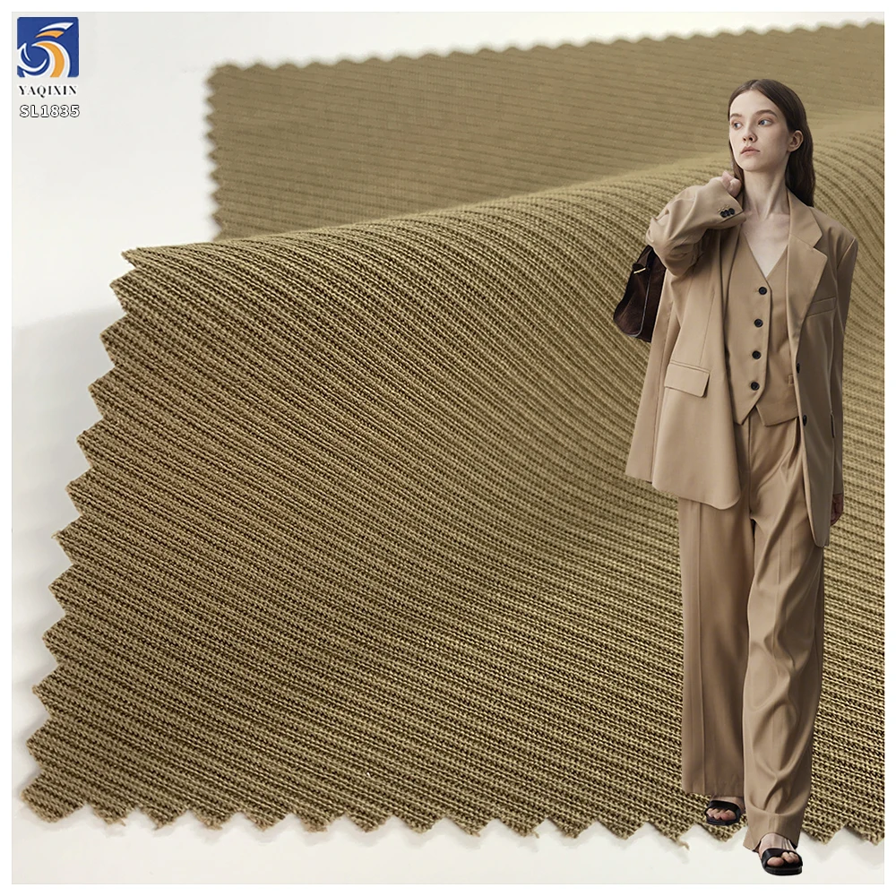 SL1835 250g 76% Polyester 21% Cotton 3% Spandex Big Twill Fabric Anti-Wrinkle 4 Way Stretch Tr Khaki Twill Fabric for Suit
