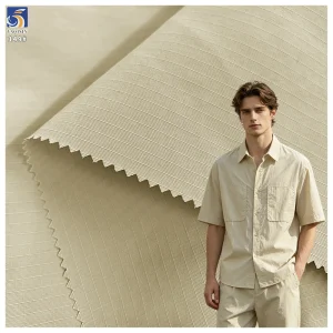 Y-149 Factory Direct Woven Taslan 3mm Grid Matte Texture 100% Nylon Water Resistant Fabric Soft for Trench Coat/Hat/Bag
