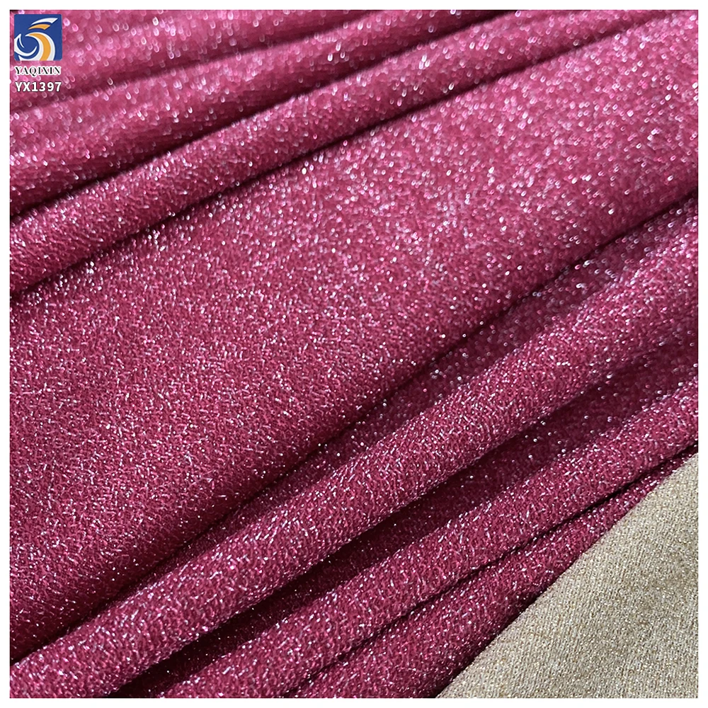 YX1397 Wholesale 170gsm 70% Polyester 25% Lurex 5% Spandex Shiny Cable Knit Stretch Fabric 160cm for Ladies Top Dress Apparel - 图片 2