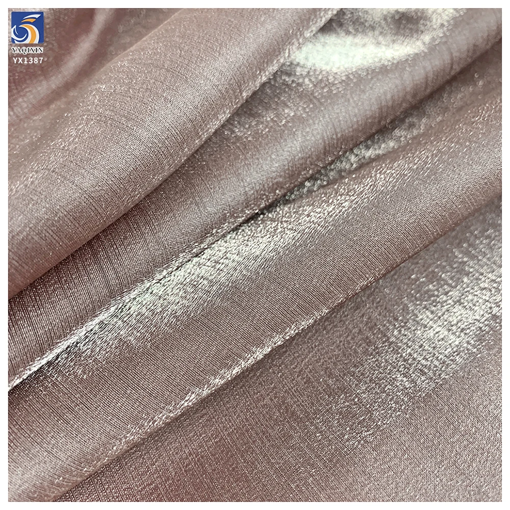 YX1387 China Top Quality Satin Fabric 130sgm Polyester Champagne Liquid Glossy Silk Satin Fabric by the Yard - 图片 3