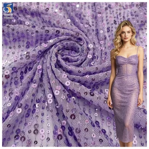 YX1436 140cm 200gsm Wholesale Royal Blue Sparkle Sequin Tulle Net Fabric for Bridal Wear Stage Dress and Fashion Garments