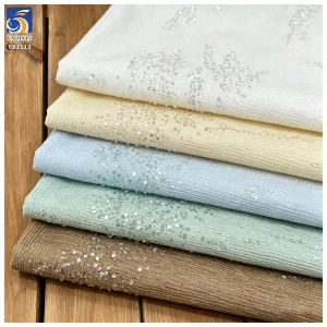 YX1513 2026 New 5mm Sequin Embroidery Pleated Chiffon Fabric for Women Dress Skirt Evening Gown