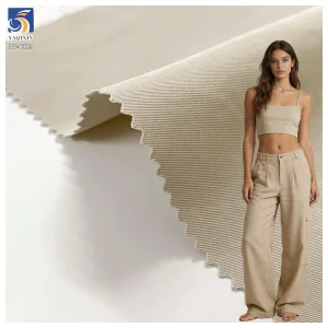 DV-6713 Factory Direct Low MOQ 155g 100% Polyester Light Khaki Fine Twill Fabric 150cm for Ladies Casual Pants