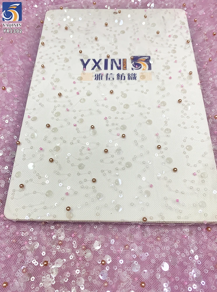 YX1392 Five-star Wholesaler White Transparent Sequin Lace Fabric With 3D Pearls Beaded Lace Fabric for High-end Dress 2026 - 图片 5