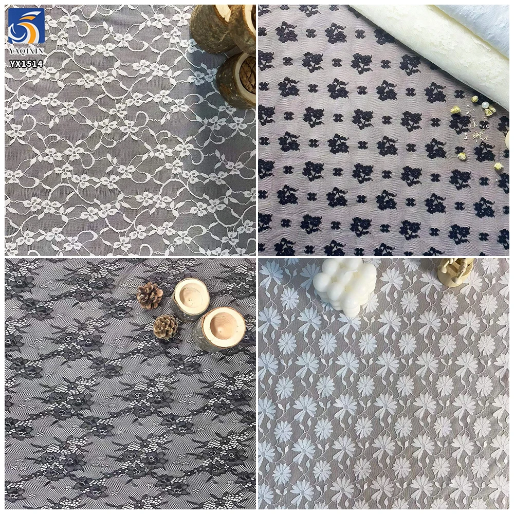 YX1514 2026 New 100gsm 92 Nylon 8 Spandex Chantilly Stretch Lace Fabric Floral Jacquard Mesh Lace for Dress Garment - 图片 6
