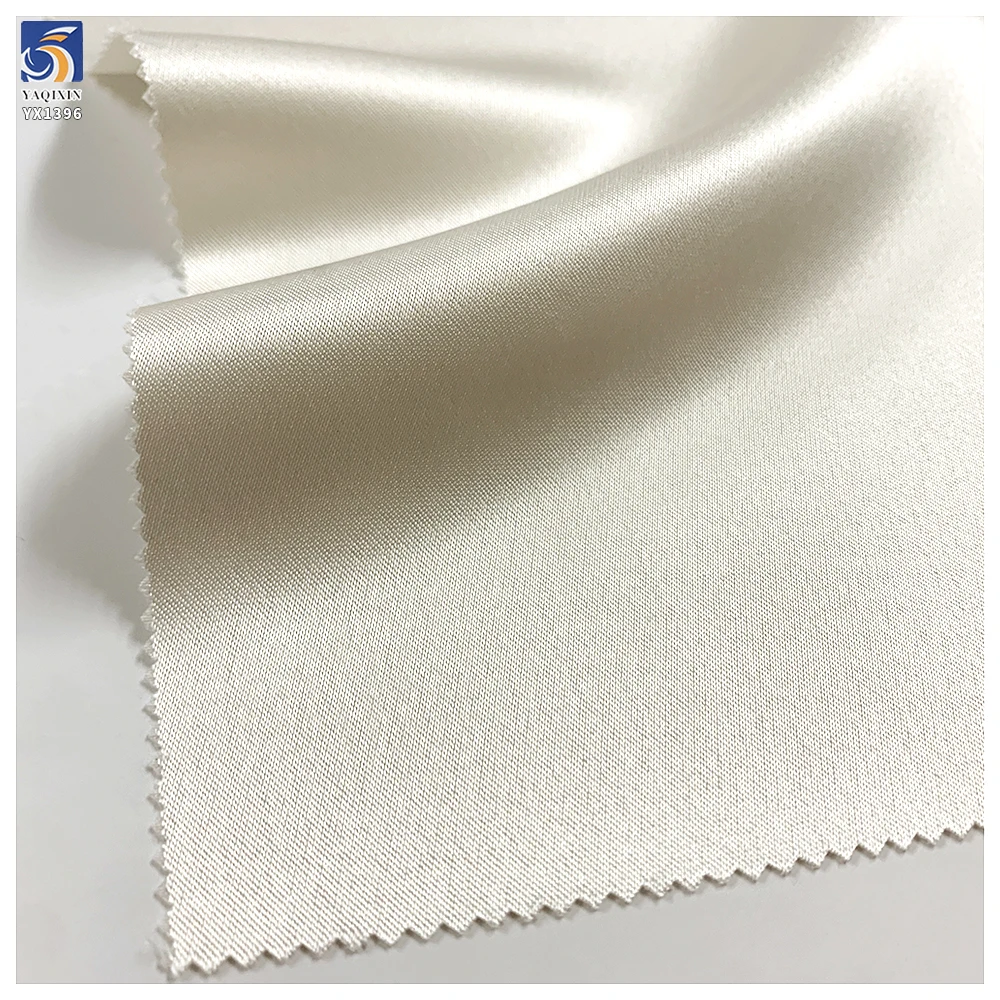 YX1396 220gsm New Arrival Pearl White S-lip Dress Satin Fabric 100% Polyester Non-Stretch Glossy Fashion Grade Satin Fabric - 图片 3