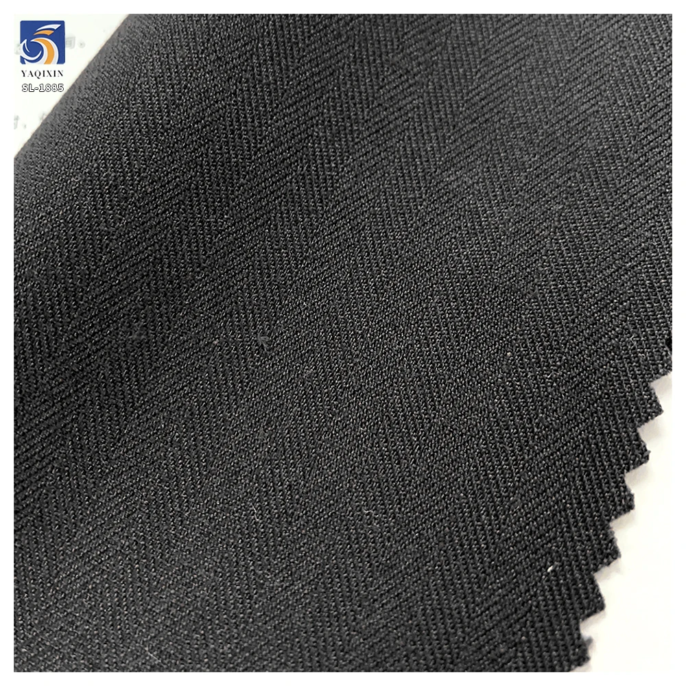 SL-1885 240gsm Black Premium Herringbone Poly Linen Stretch Suiting Fabric Comfort Fit for Men Business Suit OEM - 图片 4