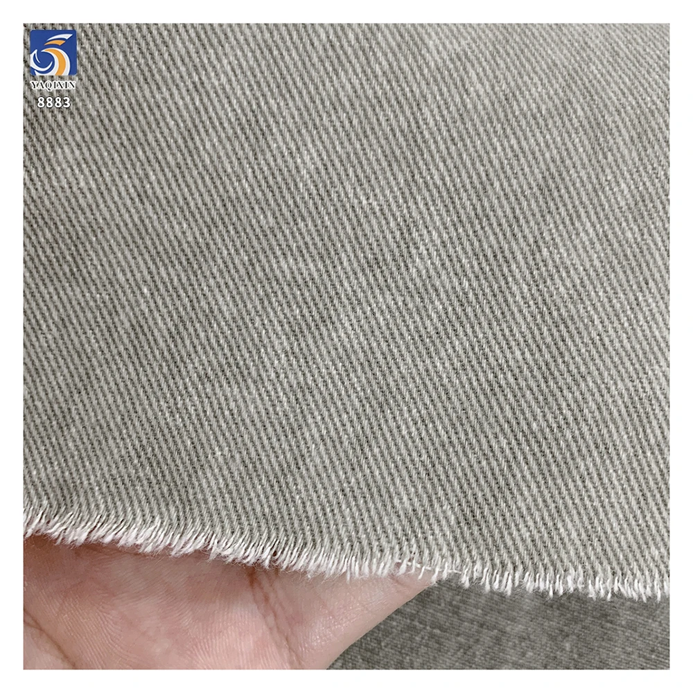 A8883 10*10 310g Factory-Made China Heavy Weight Washed Light Gray Twill Cotton Fabric for Jacket Shirt Garments - 图片 5