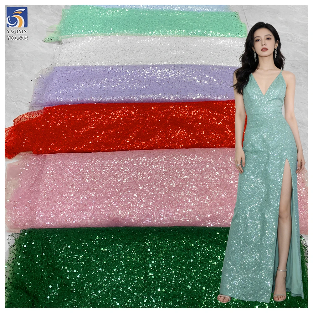 YX1392 Five-star Wholesaler White Transparent Sequin Lace Fabric With 3D Pearls Beaded Lace Fabric for High-end Dress 2026