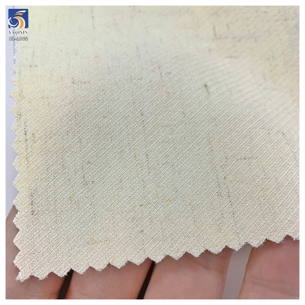 SL-1866 Beige 170gsm Cavalry Twill Polyester Linen Spandex Stretch Fabric Comfort Stretch Twill Fabric for Womens Career Suit - 图片 2