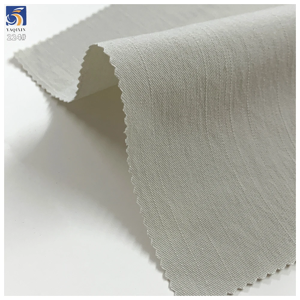 Y-224 High Quality 200g Cream Medium Weight Anti-Wrinkle 100% Polyester Slub Twill 2 Way Stretch Fabric 160cm for Casual Pant - 图片 2