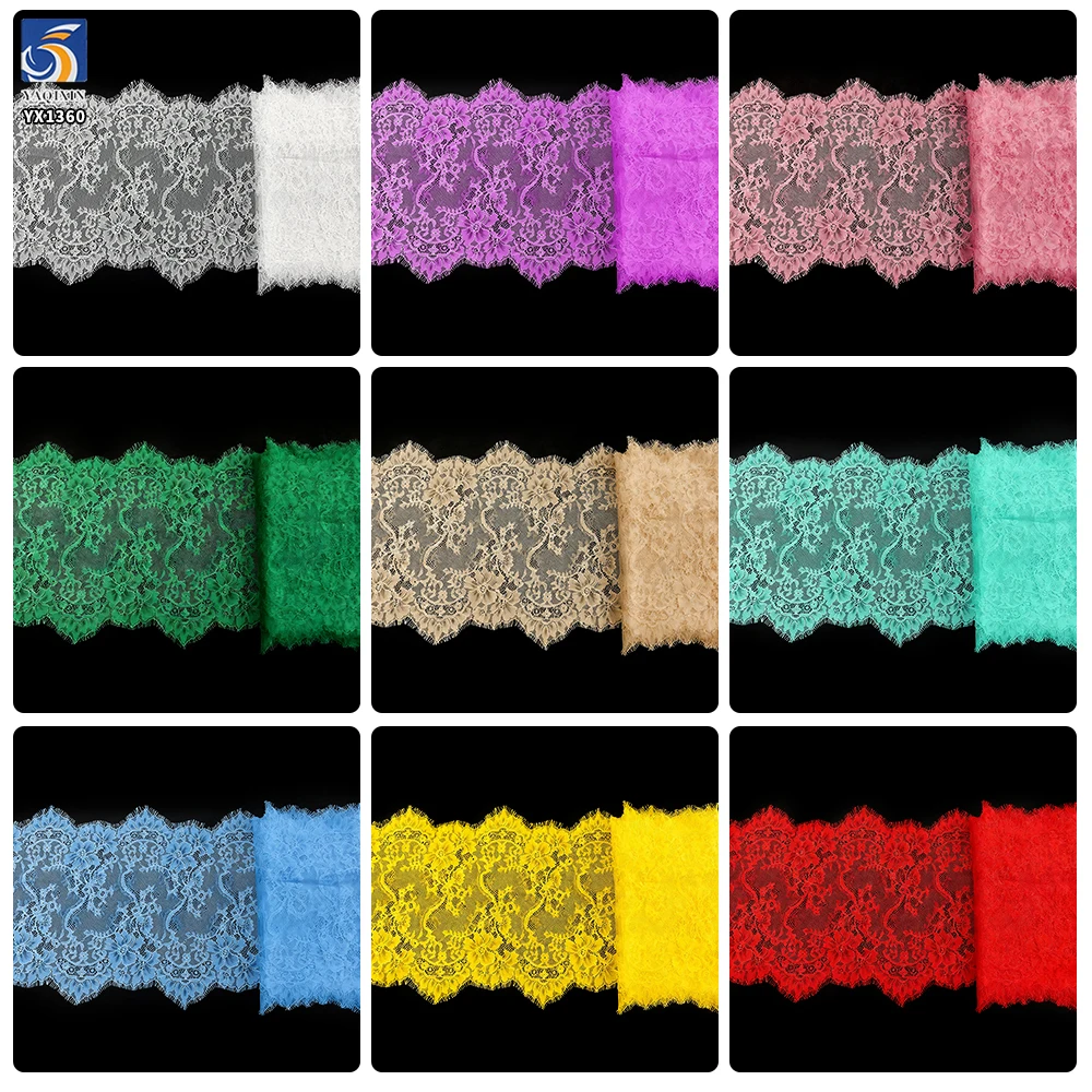 YX1360 Minimum Order of 1 Piece 35CM*300CM White Polyester Mesh Eyelash Lace Fabric for Middle Eastern Wedding Dress Trim - 图片 2