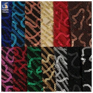 YX1391 250gsm Holographic 3mm Sequin Zigzag Jacquard Knit Fabric Shiny Metallic Thread Stage Dancewear Bag Sequin Fabric