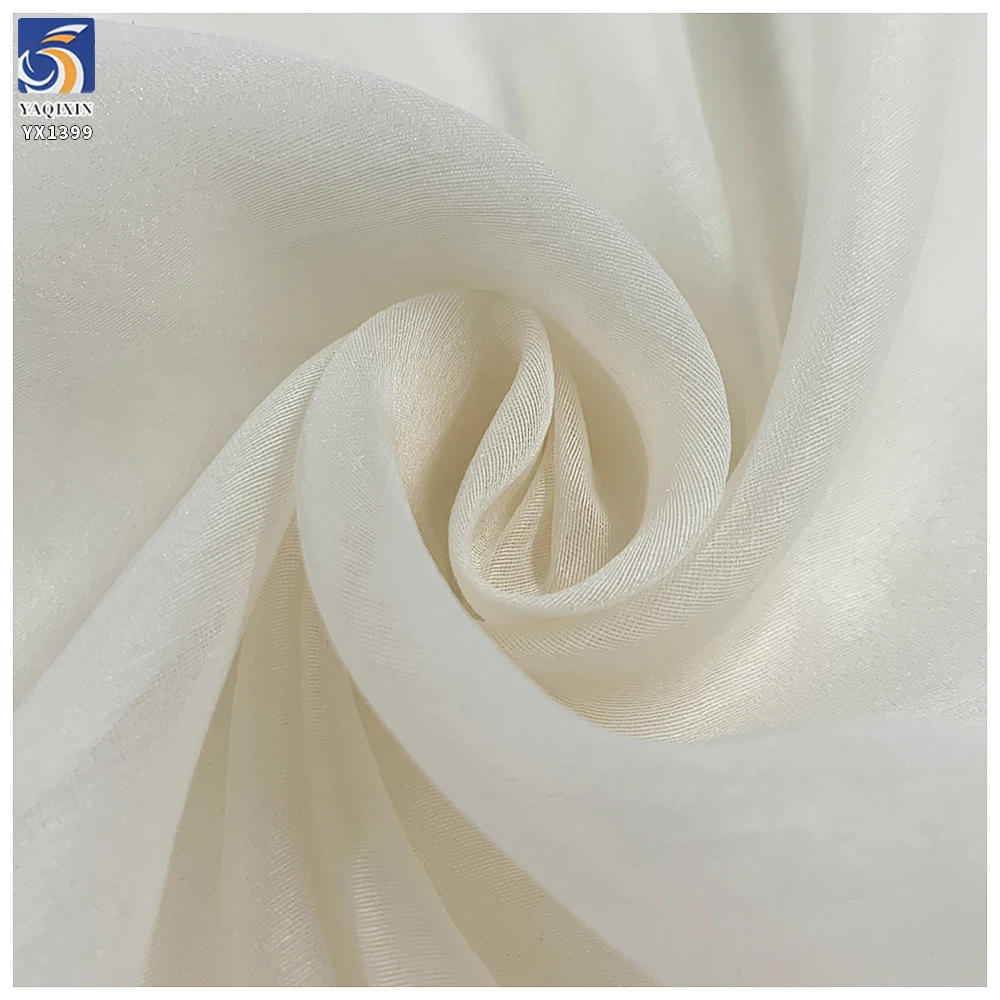 YX1399 60gsm Lightweight Beige Soft Touch Sheer Organza Fabric for Bridal Dress, Puff Sleeves and Women Fashion Apparel - 图片 3