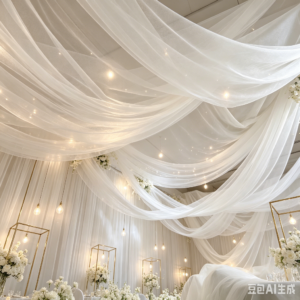 YX1046-1 Wholesale Cheap Soft White Tulle Fabric Sheer Lightweight Organza For Wedding Ceiling Draping Party Backdrop Decoration