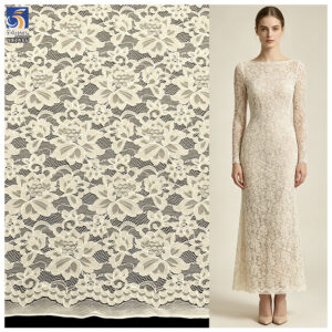 YX1486 Wholesale White Polyester Floral Lace Fabric for Dressmaking Apparel and Garment Vintage