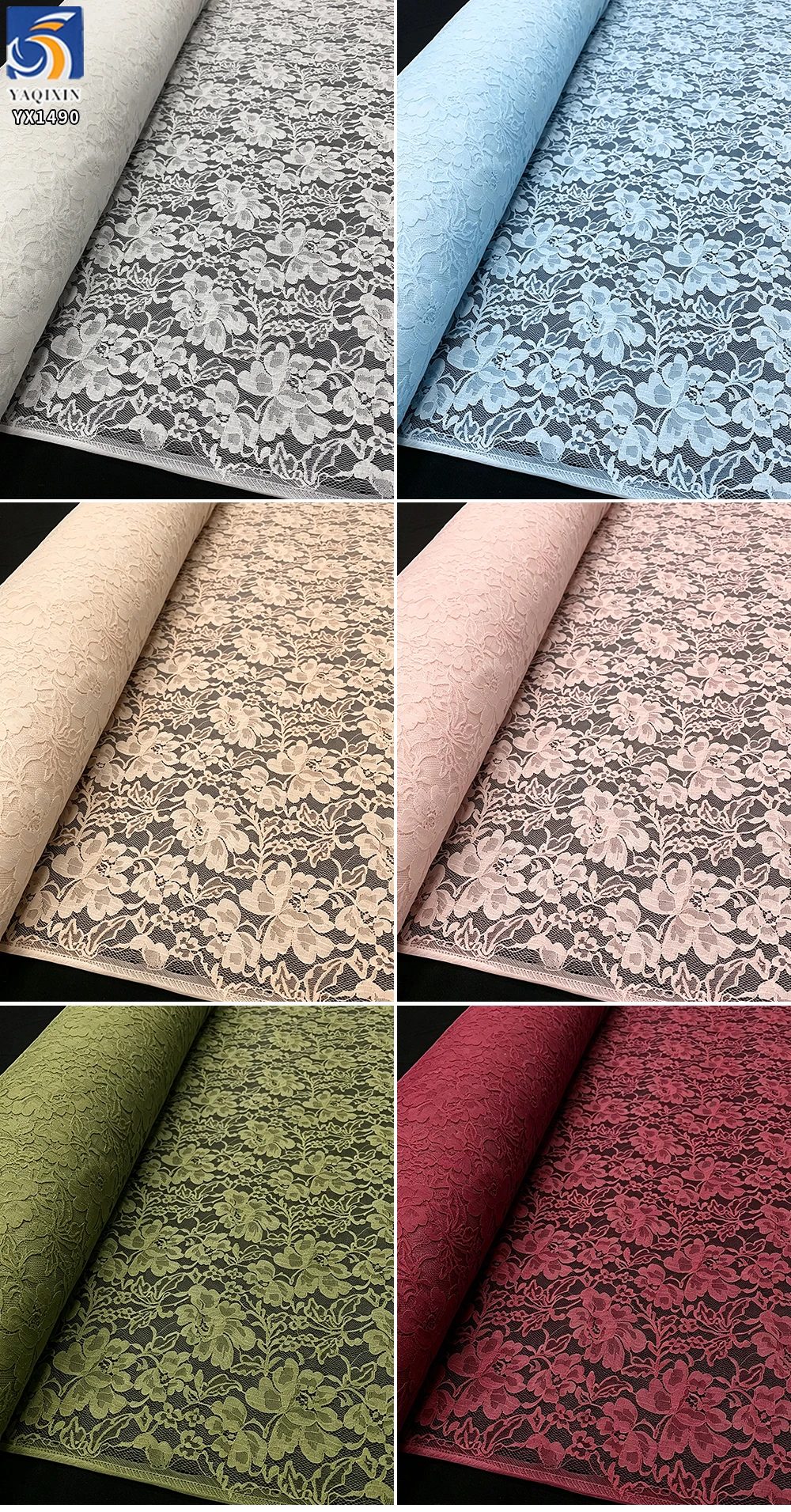 YX1490 Cotton Nylon Corded Elegant Floral Eyelash Lace Fabric 150CM Wide Non Stretch Floral Lace for Women Dresses and Tops