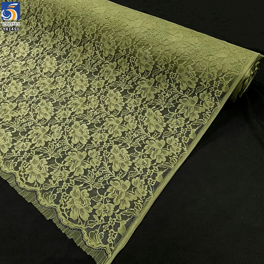 YX1490 Cotton Nylon Corded Elegant Floral Eyelash Lace Fabric 150CM Wide Non Stretch Floral Lace for Women Dresses and Tops