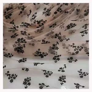 100% Nylon Printed Tulle Fabric Printed Mesh Fabric Flocked Tulle Fabric for Dress - 100% Polyester, 35 gsm, 150 CM, Mesh...