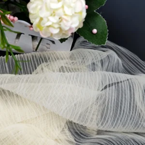 100%Polyester Ivory Pleated Tulle Fabric Crinkle Pleated Crepe Mesh Fabrics - 100% Polyester, 30 gsm, 160 CM, Mesh, Skirt...