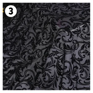2024 Custom Design Pattern Flock Stretch Tulle Fabric Nylon Spandex Stretch Flocked Mesh Tulle Fabric for Dress - Spandex...