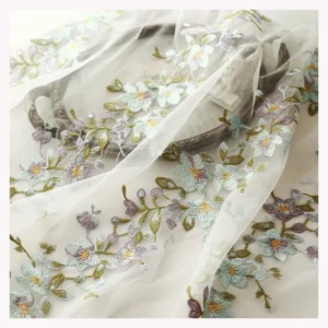 2024 New Arrival Embroidered Flower Fabric Tulle Lace Fabric With Flower Tulle Dress Embroidery Fabric - 100% Polyester, 60...