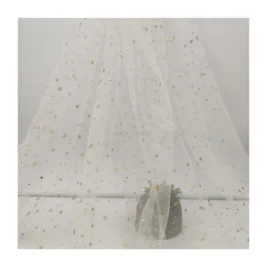 2024 Novel Design Tulle Golden 3D Star Moon Dot Glittering Tulle Fabric for Baby Garment 20 Yards MOQ - 100% Polyester, 60...