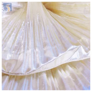 2024 Novel Zhongda Designer Fabric Transparent Poly Wave Design Ruffle Pleated Organza Fabric by the Yards - 100% Polyester...