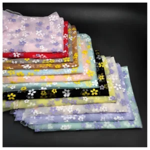 2025 Beautiful Two-Color Plum Floral Pattern Print Tulle Fabric Lace Mesh Fabric for Baby Girl Dress - 100% Polyester, 30...
