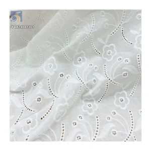 2025 Hollow Water Soluble White Cotton Lace Fabrics Floral Embroidered 100% Cotton Embroidery Lace Fabric - 100% Cotton, 300...