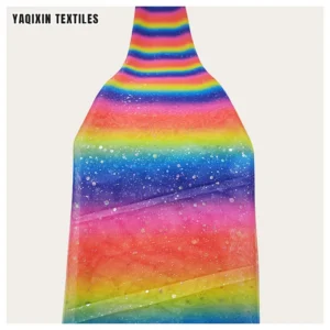 2025 Independence Day Latest 100% Polyester Digital Print Gradient Tulle Fabric With Shiny Glitter Dots - 100% Polyester, 60...