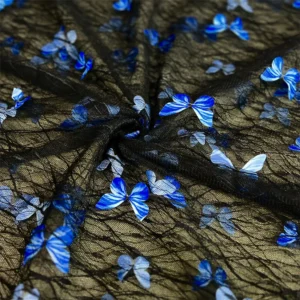 2025 Lace Butterfly 3D Embroidery Lace Fabric Tulle Summer Children's Dresses Headdress Diy Butterfly Mesh Fabric - 100%...