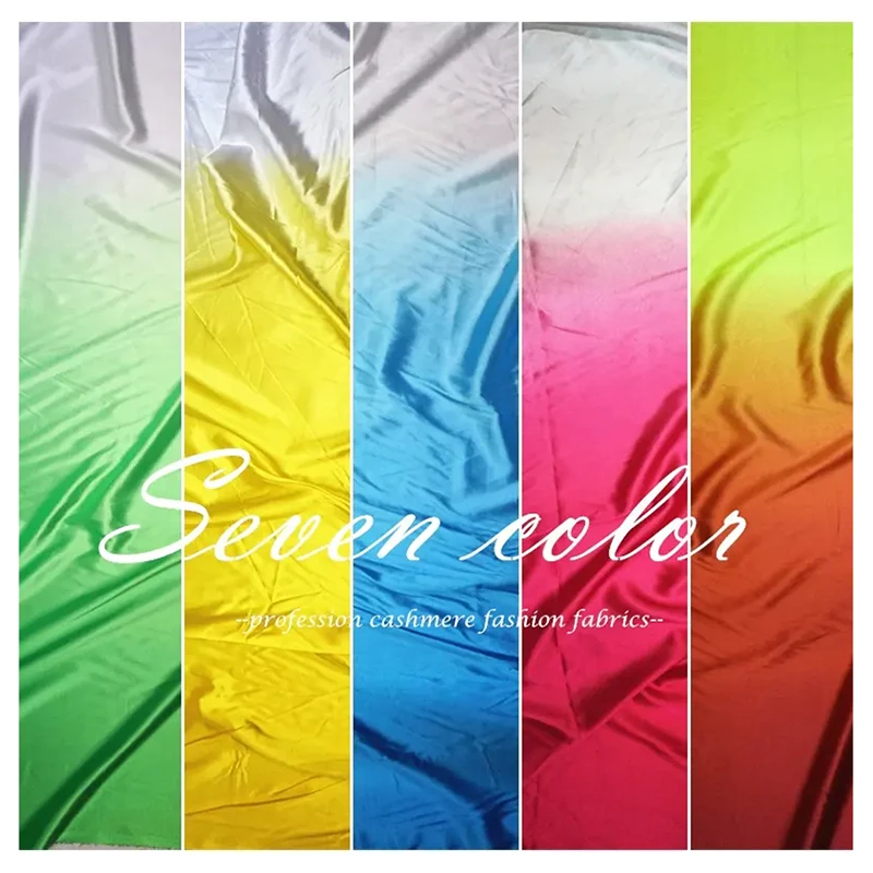 2025 New Design Digital Printed Gradient Ombre Satin Fabric Polyester Imitation Silk Material Satin Fabric Gold Supplier...
